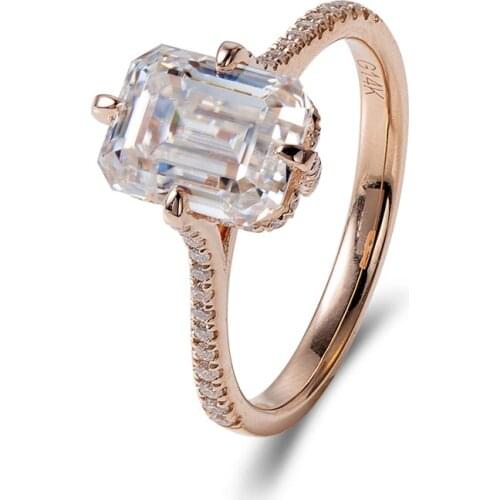 2020 New design fashion ring 14K Gold D Color Asscher cut Moissanite Ring серьги сережкикольцобраслетkolczyki брелок