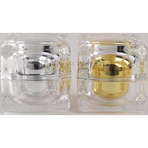 30G Square Crystal Acrylic Cream Jar Silver Color, Empty Cosmetic Packaging Jars, 30g Cosmetic Box, 10pcs/Lot