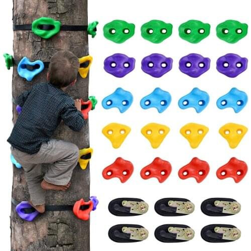 12/20 Ninja Tree Climbing Holds for Kids Climber, Adult Climbing Rocks with 6 Ratchet Straps for DIY Rock Climbing Wall