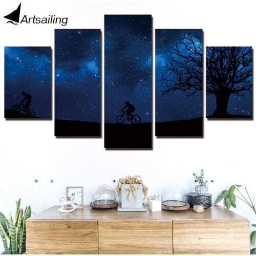 ArtSailing HD Printed 5 Piece Canvas Art Ride Under The Stars Wall Pictures for Living Room Modern Free Shipping NY-7391C