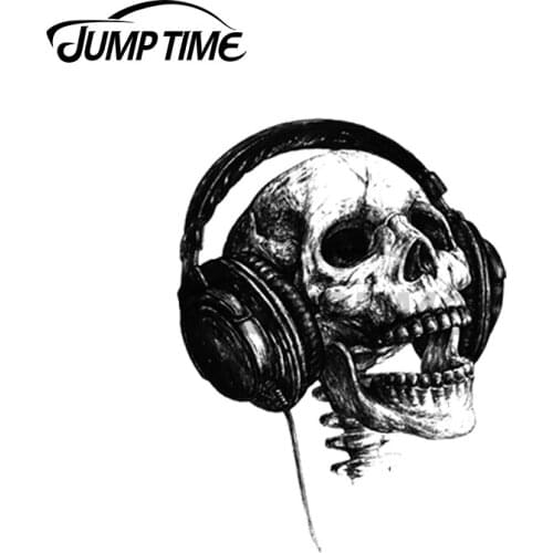 Jump Time 13 x 12.5cm For Music forever Skull RV Car Stickers Windows Scratch-proof Cartoon Vinyl Car Wrap Waterproof Decal