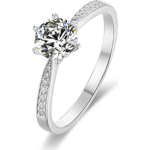 BOEYCJR 925 Silver 1ct/2ct/3ct F color Moissanite VVS1 Elegant Engagement Wedding Ring With national certificate for Women Gift