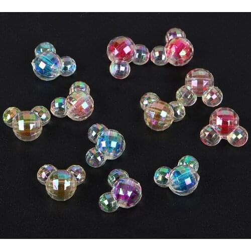 Colorful Kids Cartoon Mickey Head Shape Acrylic Beads DIY Crafts for Necklace Jewelry Making 30Pcs/Set AB Color Beads 5Colors