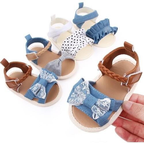 Baby Summer Clothing Kids Infant Baby Girl Shoes Bowknot Plaid Striped Floral Party Princess Beach Shoes