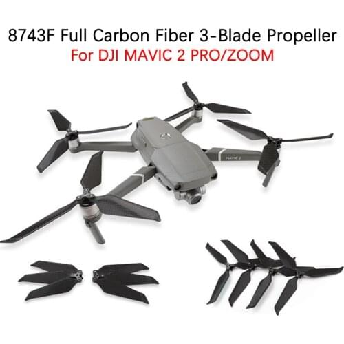 For DJI MAVIC 2 PRO ZOOM Drone Three Blades Full Carbon Fiber Propellers 8743F Foldable Low Noise Propellers Wings Accessories