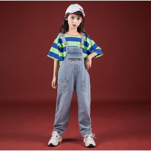 Kids Boys Girls Loose Casual Denim Overalls Pant Teenager Children Streetwear Fashion Hip Hop Harem Bib Jeans Trousers