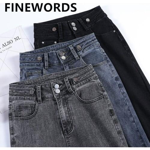 FINEWORDS Spring Slim Black Skinny Jeans Woman Push Up High Waist Stretch Vintage Jeans Plus Size Full Length Denim Pencil Pants