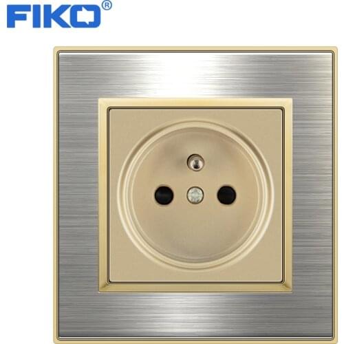 FIKO 16A 250V EU power socket ，stainless steel panel wall electric socket 86mm*86mm wall power socket