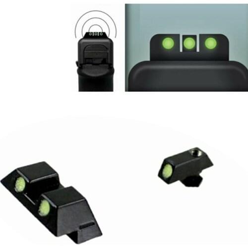 FIRECLUB Hunting Pistol Green Glow in the Dark Night Sights Front and Rear Sight Set For Glock 17/19/22/23/24/26/27/33/34/35