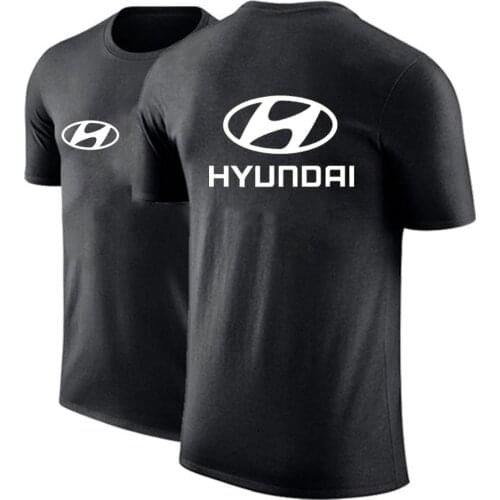 Unisex Hyundai logo High Quality Summer White T-shirt MENS Short Sleeve Solid Color Crew Neck O-neck Men Slim Fit Trend
