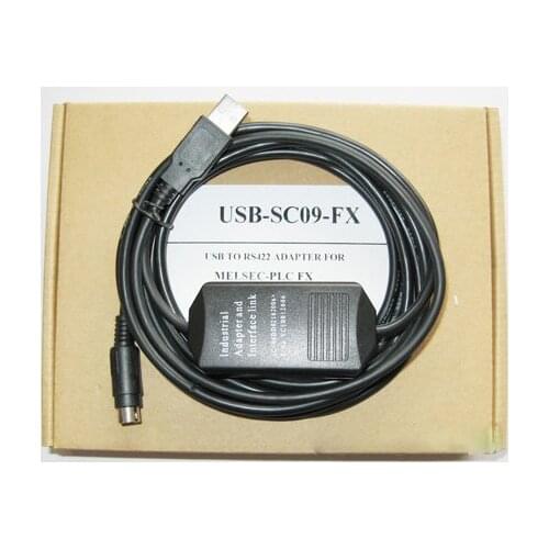 USB-SC09-FX PLC Programming Cable for Mitsubishi MELSEC SC-09 SC09 FX, CH340 FTDI CP2102 Chips
