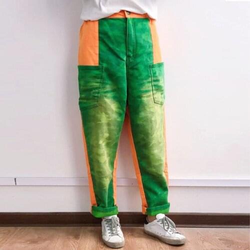 Camouflage hip hop streetwear Cargo Pants Knitted cowboy wide leg Harem Trousers Baggy Low Crotch Sagging Skateboard Joggers