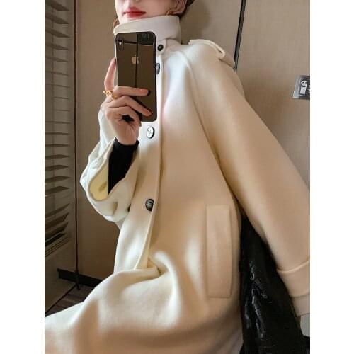 Cashmere double-faced woolen coat for fall/winter 2021 new cape loose coat