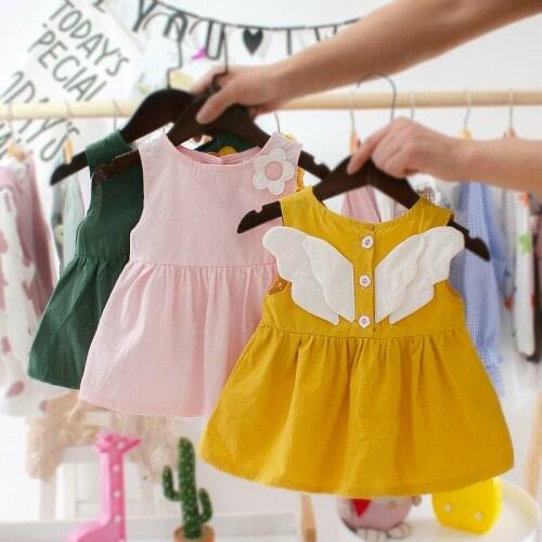 Summer Angel Wings Girls Dress Baby Girls Clothes Cute Kids Vest Dresses Girls Birthday Princess Dress Vestidos Roupa Infantil