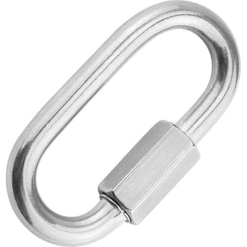 M5*50mm 304 Stainless Steel Carabiner Oval Screwlock Quick Link Lock Ring Hook Chain Rope Connector Buckle Locked Hook