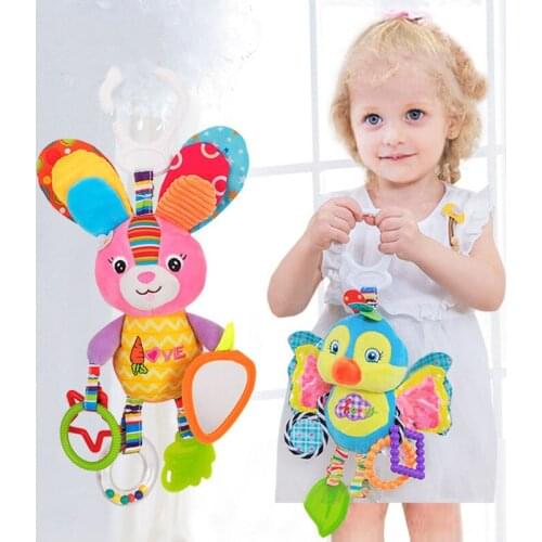 Cute Baby Newborns Bed Stroller Hanging Toys Teether Baby Rattle Mobiles Plush Animal Pram Toys Early Education Boy Girl Kids