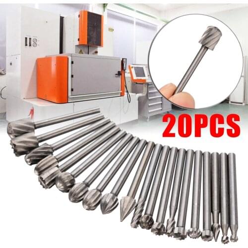 20pcs Shank Woodworking Carving Set Durable HSS Routing Router Bits Wood Stone Metal Tools Accessories