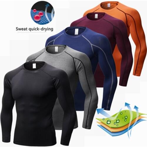 New Quick Dry Running Compression Shirt Men Fitness Long Sleeves Running Men Gym Shirt Tight Men Bodybuilding Sport T-shirt