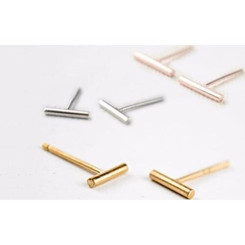 Wholesale 10Pairs Simple Minimalist Studs Tiny Bar Earrings Copper Fashion Jewelry For Women Earrings Can Mix Color