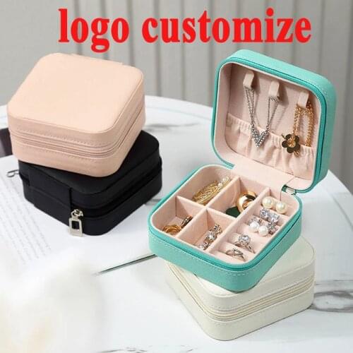 2021 Jewelry Organizer DIY Logo Custom Personalize Portable Jewelry Case Leather Storage Box Joyeros Organizador De Joyas