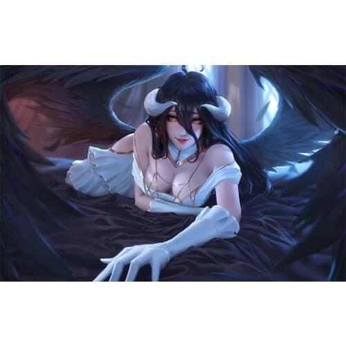 Print Anime Black Wings Demon Sexy Girl Art Canvas Poster Customized 16x24 24x36 Inch Living Room Bedroom Home Wall Picture