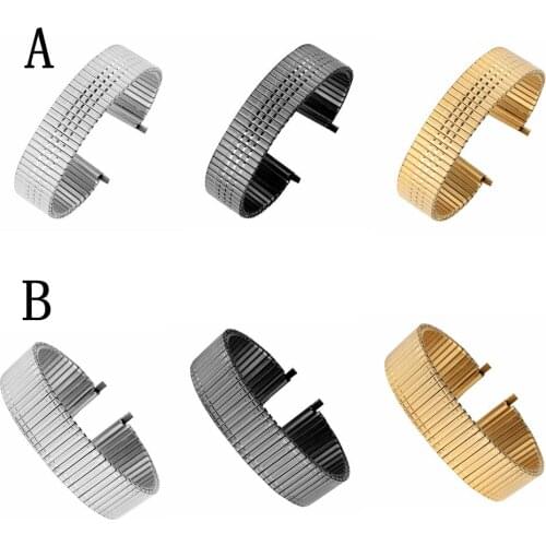 Practical Silver/Black/Gold Stainless Steel Replacement Watch Strap No Buckle Elastic Watches Band Solid Metal Wristwatch Strap