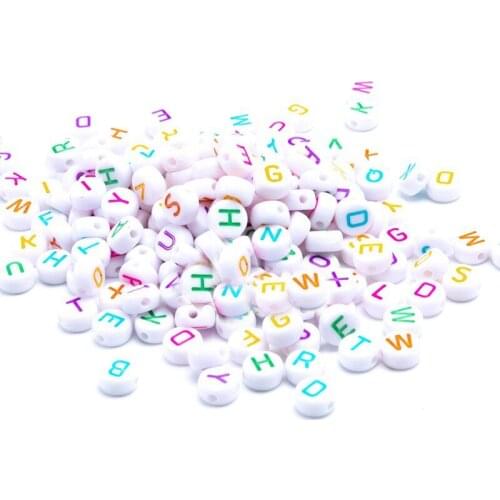 Factory Direct Sell 4*7MM Mixed A-Z Colorful Flat Round Plastic Acrylic Letter Alphabet Beads for DIY Jewelry Bracelet Making