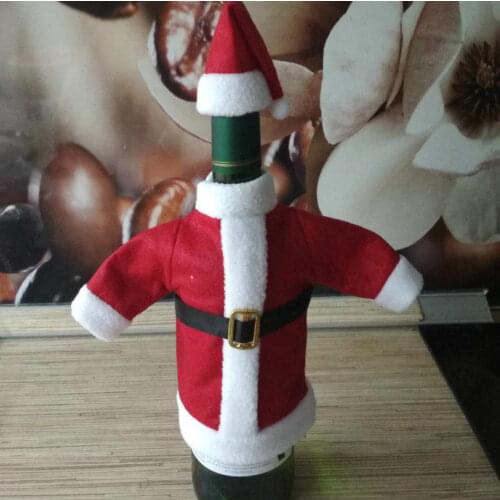 Santa Claus Clothes Bottle Cover Christmas Wine Bottle Cover Decor Kitchen Decoration for New Year Xmas Dinner Party