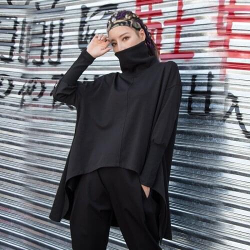 New womens short front and back long necked sweater Harajuku long personal large