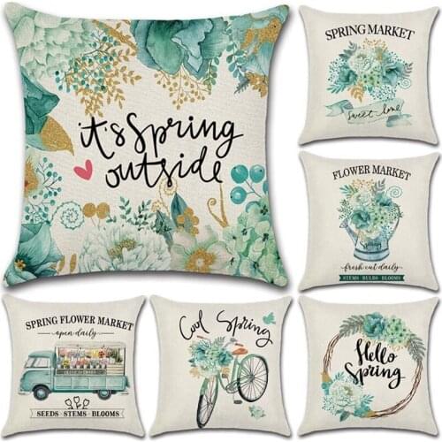 Spring Pillow Covers 18X18 Inch for Home Decorations Farmhouse Decorative Floral Outdoor Throw Pillow Covers for Couch