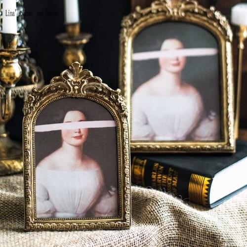 Carving design resin handmade antique gold photo frame