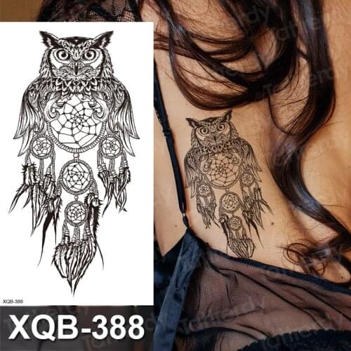 Owl wolf eagle tiger lion king fake tattoo sticker waterproof back body art sexy for women men tattoo girl arm sleeve wrist leg