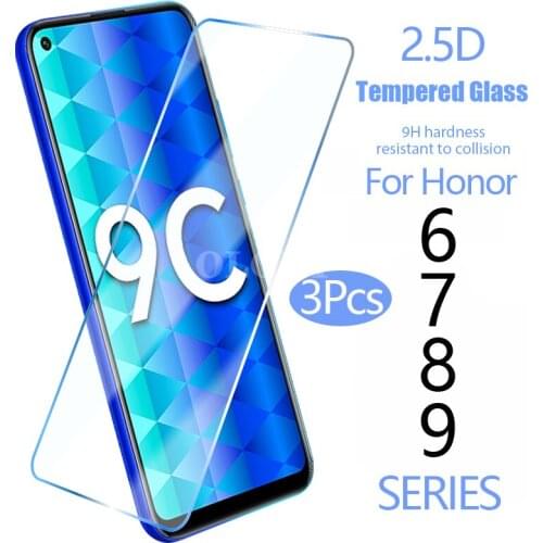 3Pcs Tempered Glass For Honor 9x Pro 8x Max 9c 8c Protective Glas Honor 9s 9 x 8 Lite 8x 7s 6x Screen Protector Smartphones Film