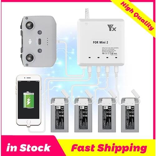 In Stock 6IN1 Battery Charger For DJI Mavic Mini 2 4 Batteries Fast Charging Hub Remote control Charging with USB port