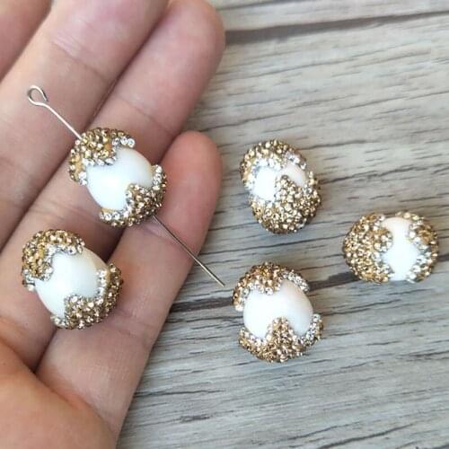 10Pcs nature white stone beads pave cz rhinestone connector spacer bead for DIY Making Bracelet necklace Jewelry Finding BD223