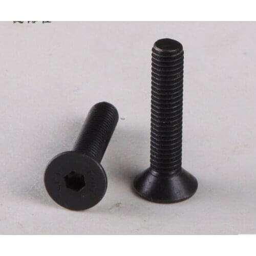 100PCS M6 series 10.9 round M6*8/10/12-70 mm Steel Flat Countersunk Head Hex Socket Screw