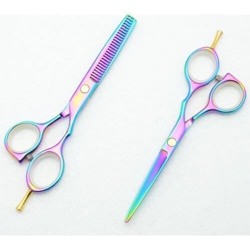 1014C 5.5'' Customized Brand Purple Colour Best Hairdressing Scissors Japan 440C Cutting Scissors Thinning Shears Hair Scissors
