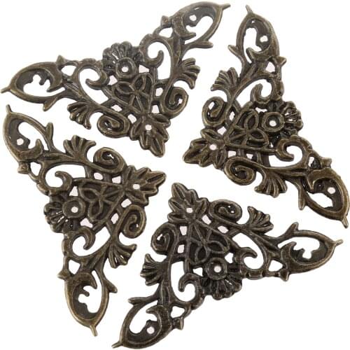 4Pcs Antique Bronze Decorative Jewelry Gift Box Album Feet Leg Corner Protector Notebook Menus Decorative Protector 46*46*65*2mm