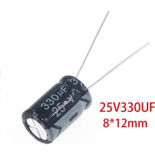 50PCS Higt quality 25V330UF 8*12mm 330UF 25V 8*12 Electrolytic capacitor