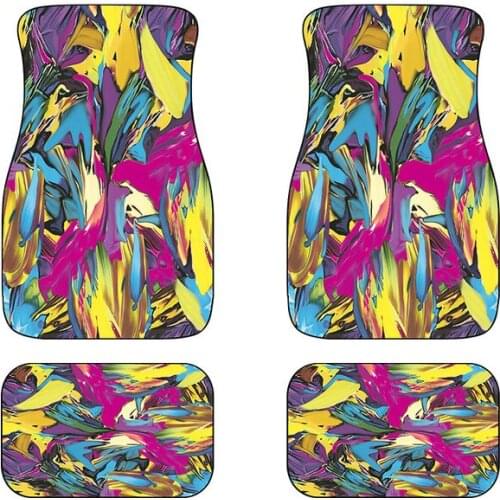 Aimaao Rainbow Boho Ethnic Tie Dye Print Car Floor Mat Durable Strong Vehicle Anti-Slip Protection Cars Mats All Weather
