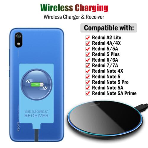 Qi Wireless Charging for Xiaomi Redmi 4X 4A 5A 6A 7A 6 7 5 Plus Note 4 4X 5 5A Pro Prime Wireless Charger & Micro USB Receiver
