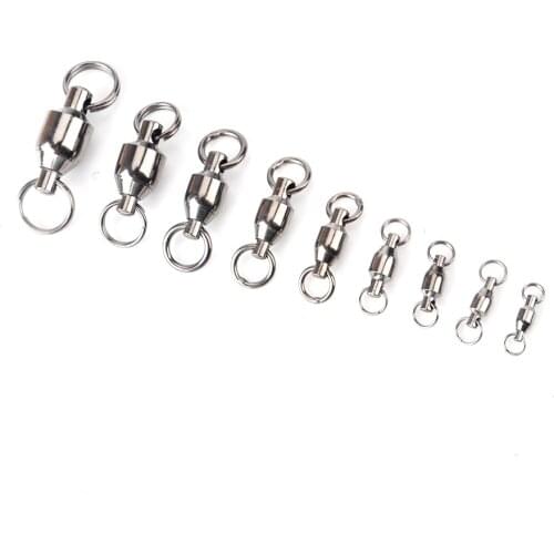 FISH KING Brand 1 Pack 1#-9# Ball Bearing Fishing Swivel With Split Ring Fish Hook Lure Connector Terminal Pesca Fishing Tackle