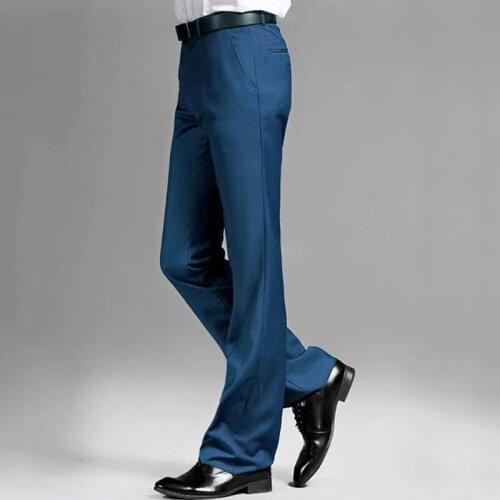 Mens Flared pants Male Summer Straight Suit pants British leisure Free Hot Feet Trousers Formal pants For Men