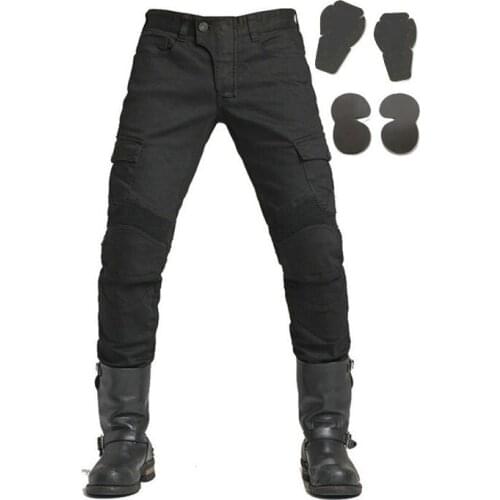 Black Pants Locomotive Motorcycle Downhill Bike Off-road Trousers With Protector