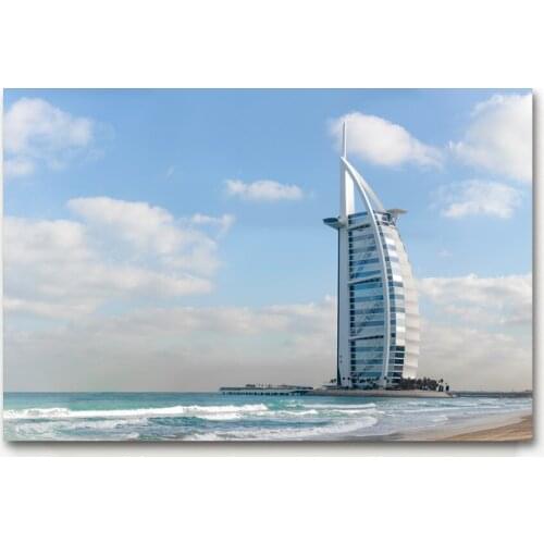 Decorative paintings Dubai Building Burj Al Arab Skyscraper Ocean Posters and Prints Canvas Art For Home Decor
