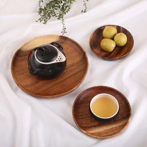 Wooden Plates Storage Trays for Tea Coffee Fruit Candy Dishes Saucer Dessert Dinner Bread Tray