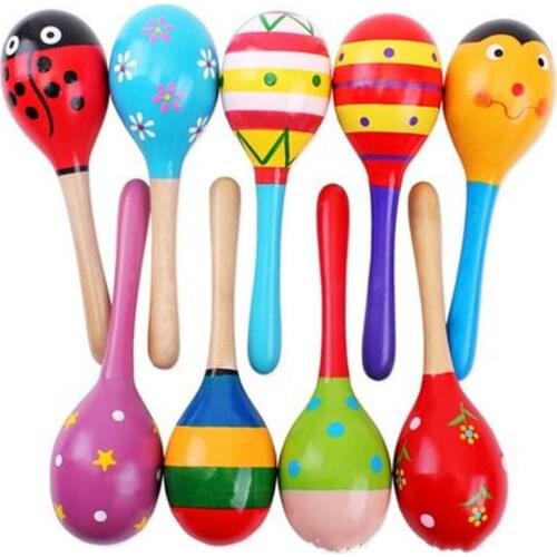 Infant Toddlers Wood Sand Hammer Wooden Maraca Rattles Kids Musical Party Favor Child Baby Shaker Toy Gift Dropship