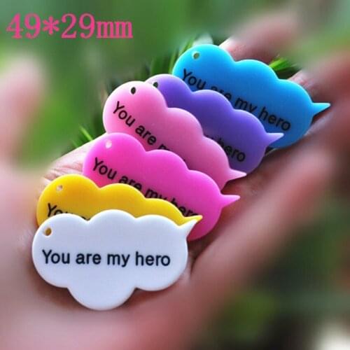 For DIY Phone Decoration 10pcs Lovely Resin Charms Necklace Pendant You Are My Hero