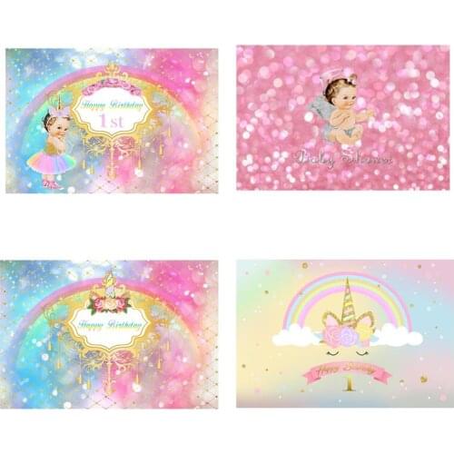 Photography Background Glitters Light Rainbow unicorn party Baby shower Backdrop Birthday Customized Backdrop For Photo Studio