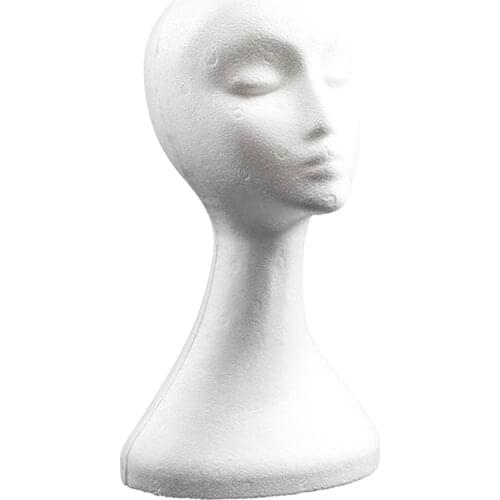 Mannequin Head Polystyrene Head Female Foam Manikin Head Model Mannequin Head with Female Face for Wig Hair Glasses Hat Display